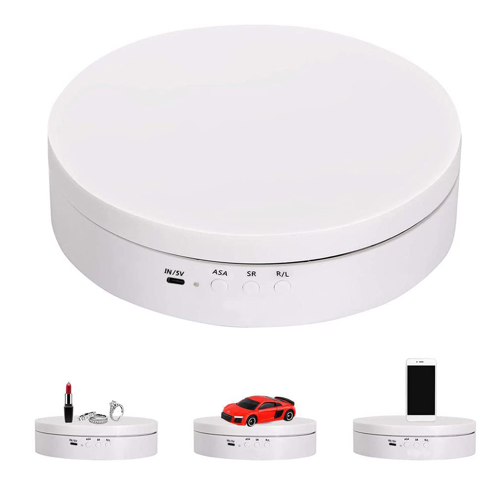 Puosuo Motorized Rotating Display Stand, 360 Degree Electronic Turntable Display Stand,5.9Inch /23Lb Load For Photography Produc